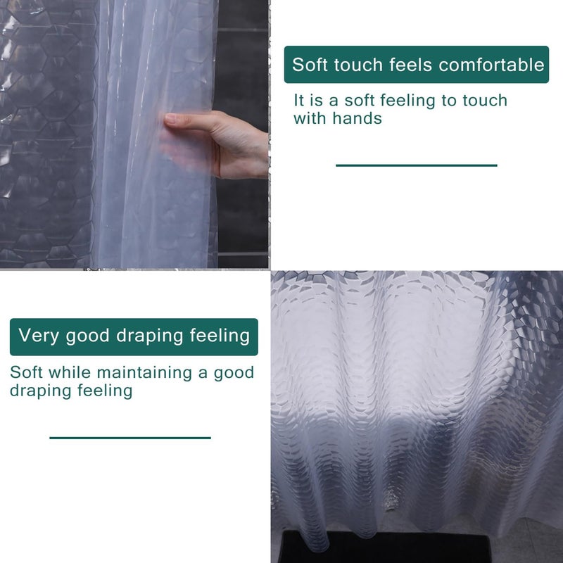 jssablo Clear Shower Curtain Liner, 100% Waterproof EVA 3D Shower Curtains with 3 Duty Heavy Bottom Magnets and 12 Rust Proof Grommets, 72x72 Weighted Shower Liner for Shower Stall, Bathtubs - Image 5